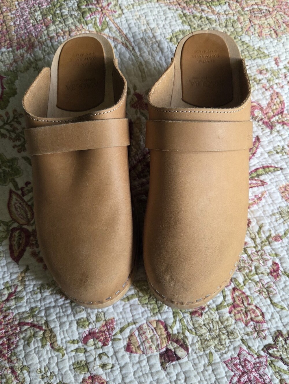 Maguba Tan Leather Clog Slides